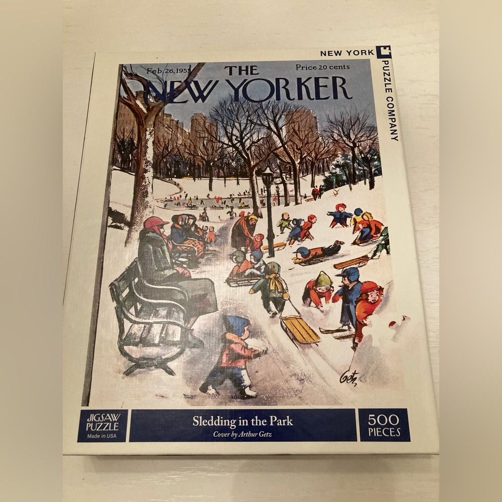 New Yorker 500 Piece Jigsaw Puzzle, Sledding in the Park